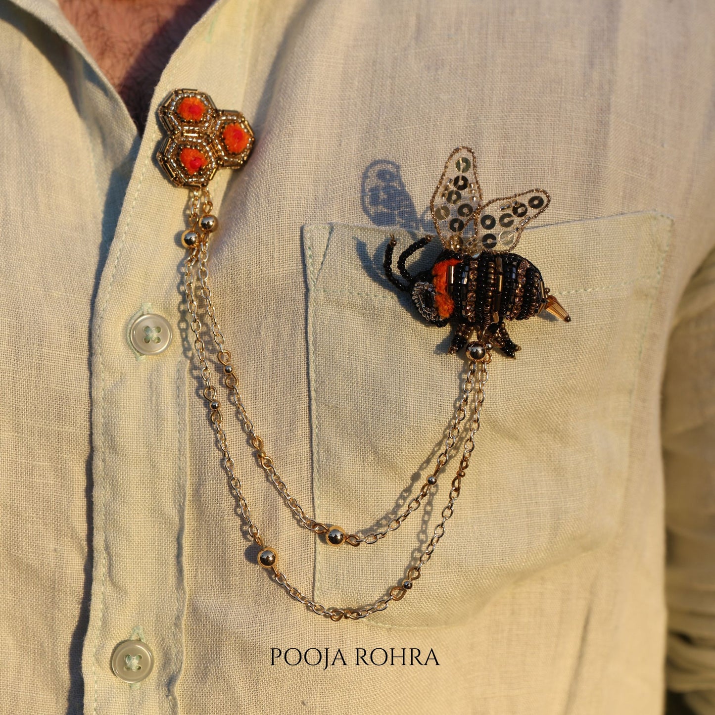 Queen Bee Dual Chain Brooch