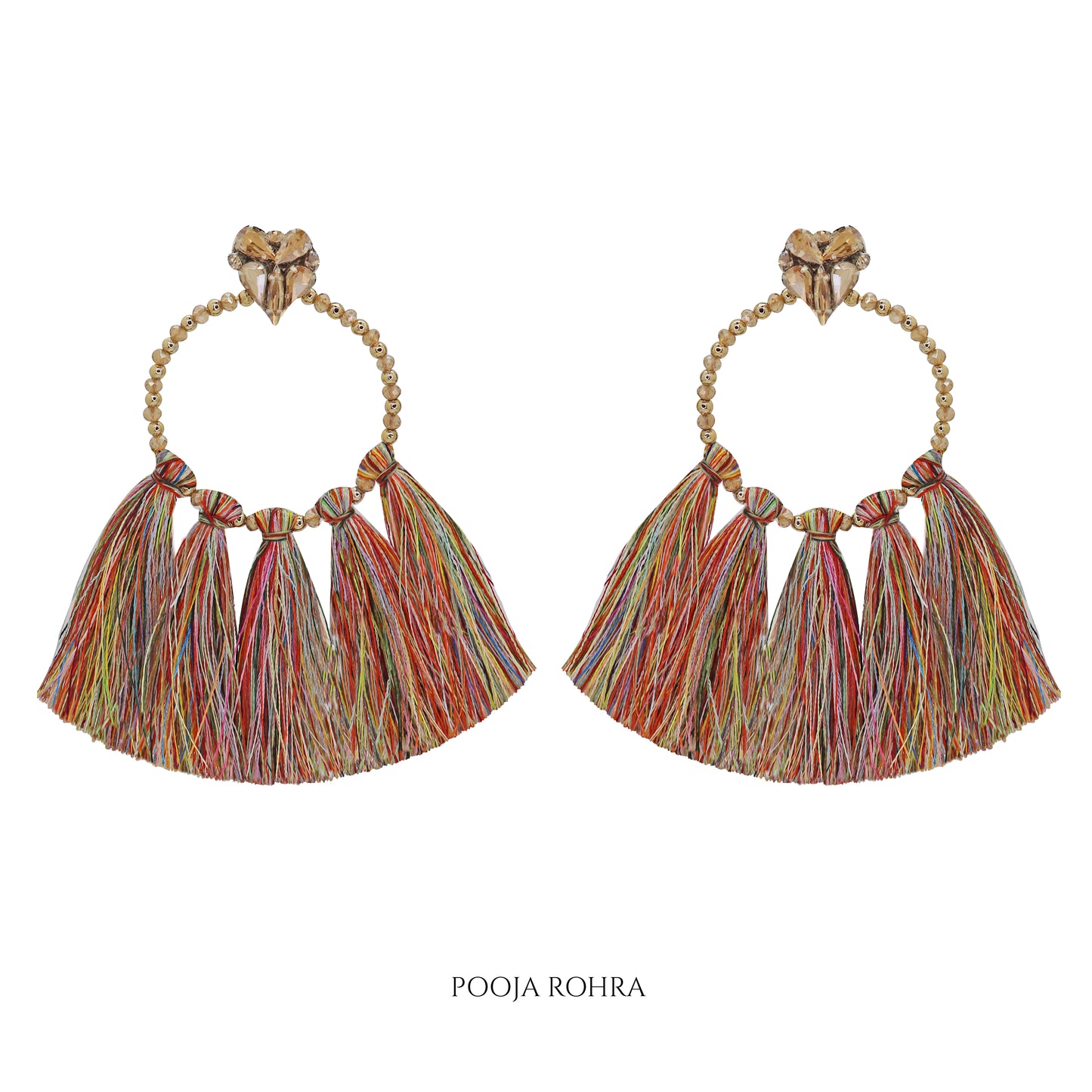 Tassel earrings with heart top