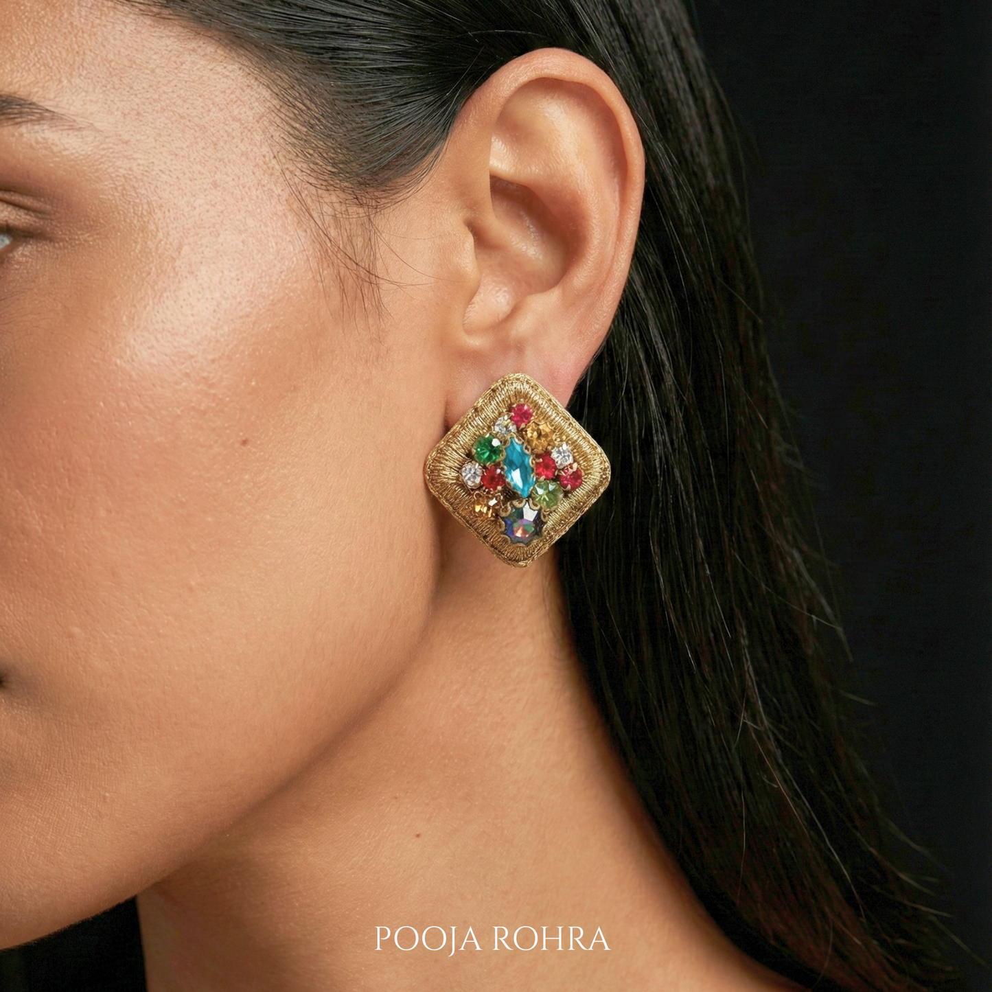 Navratna Mosaic Stud Earrings
