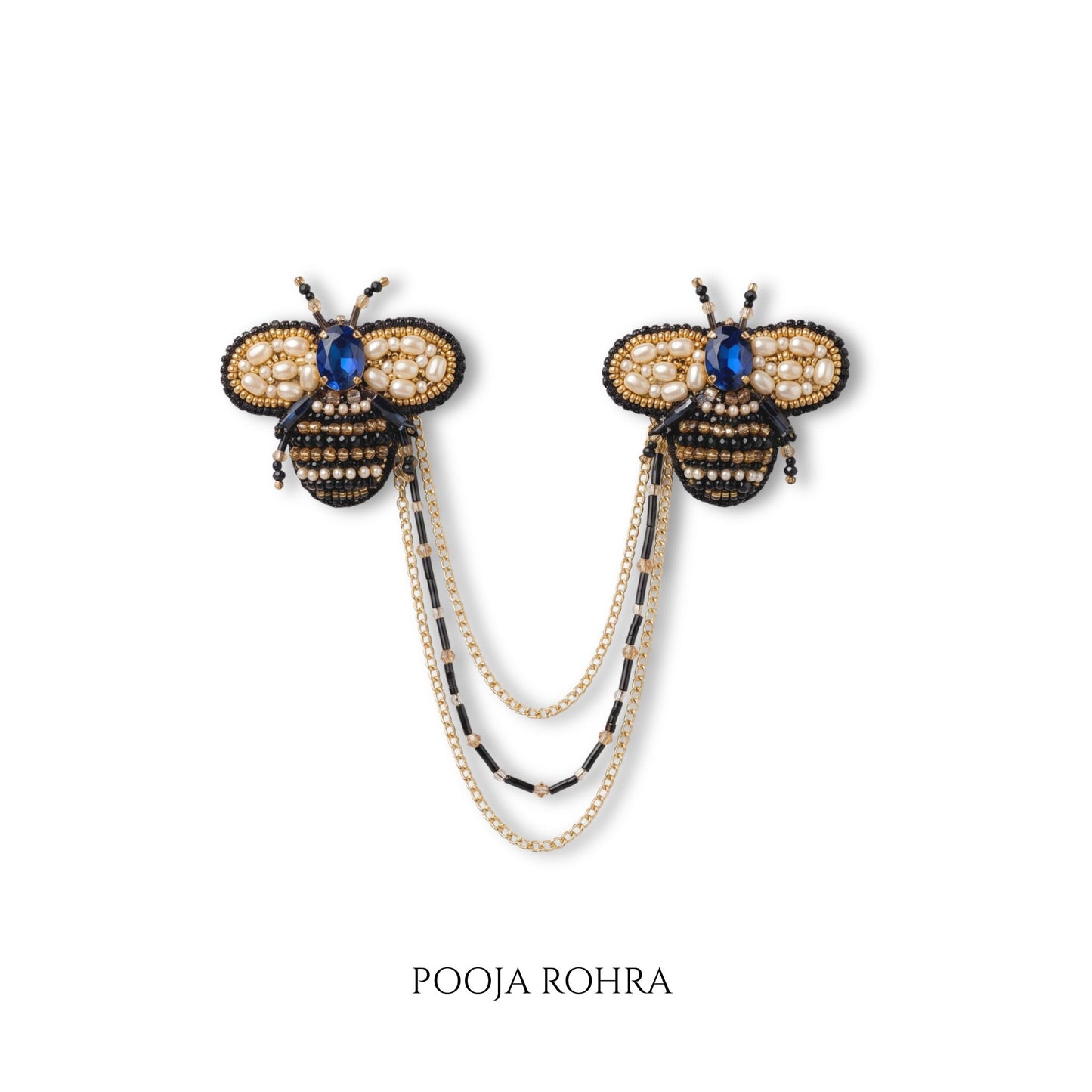The Royal Azure Bee Double Brooch