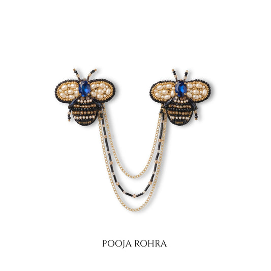 The Royal Azure Bee Double Brooch