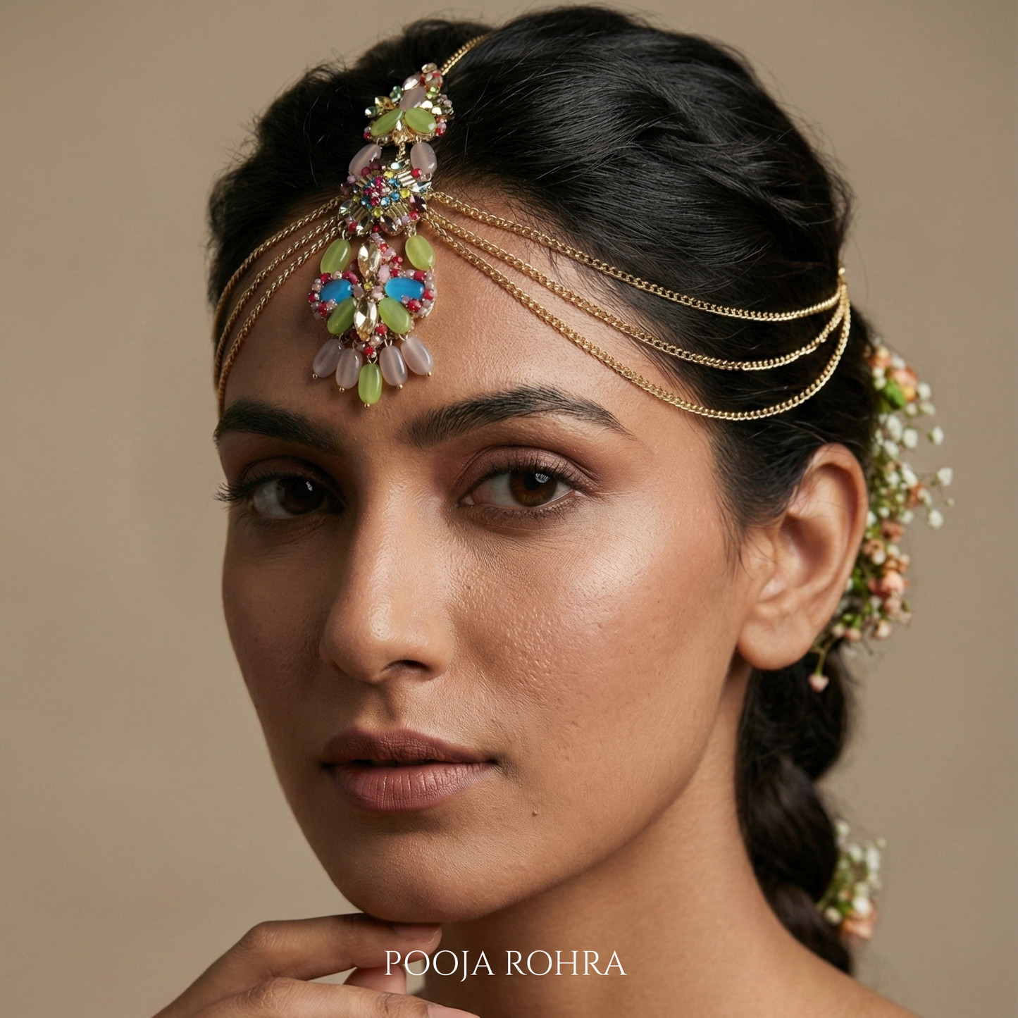 Ivy Sheeshpatti with layered chains