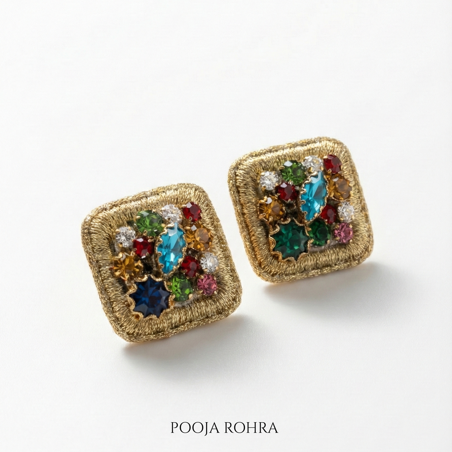 Navratna Mosaic Stud Earrings
