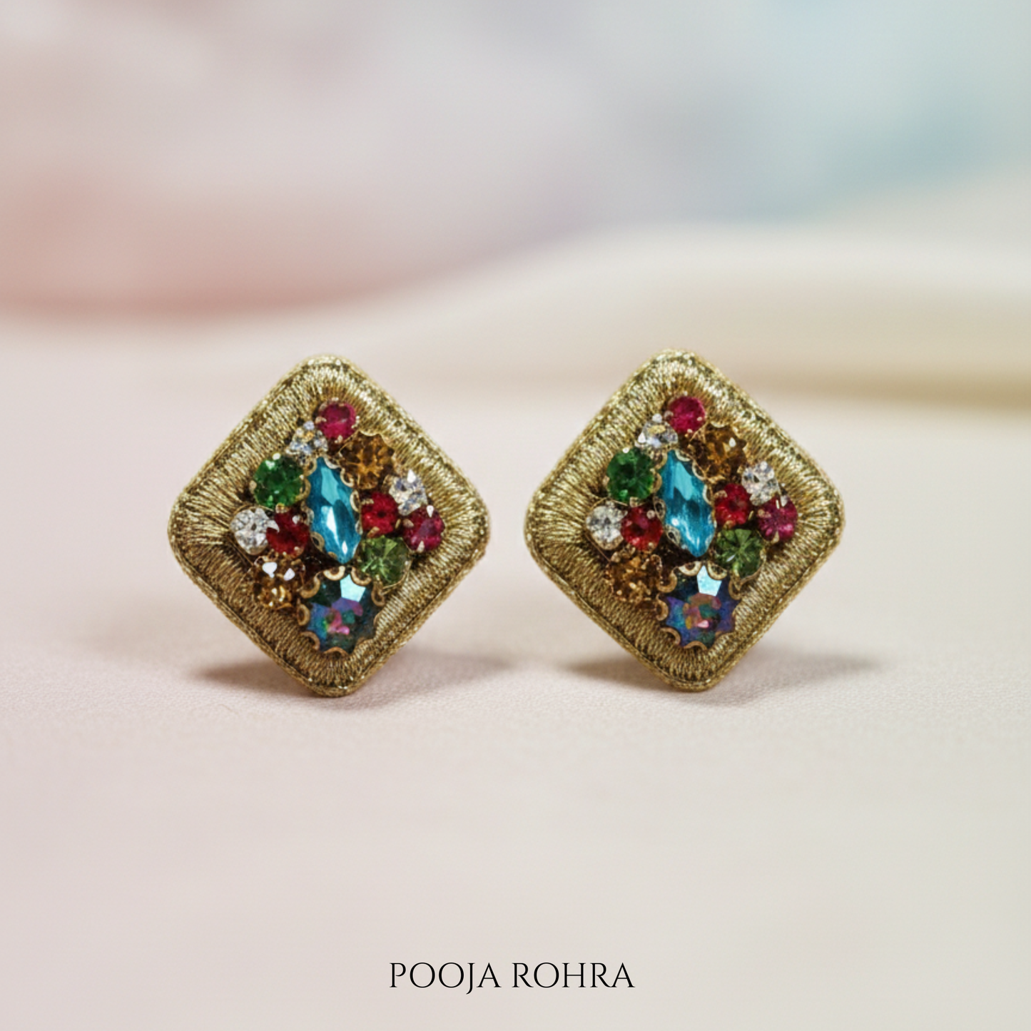Navratna Mosaic Stud Earrings