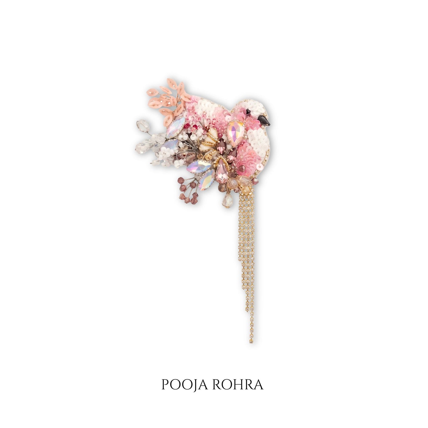 Crystal & Sequin Bird Brooch