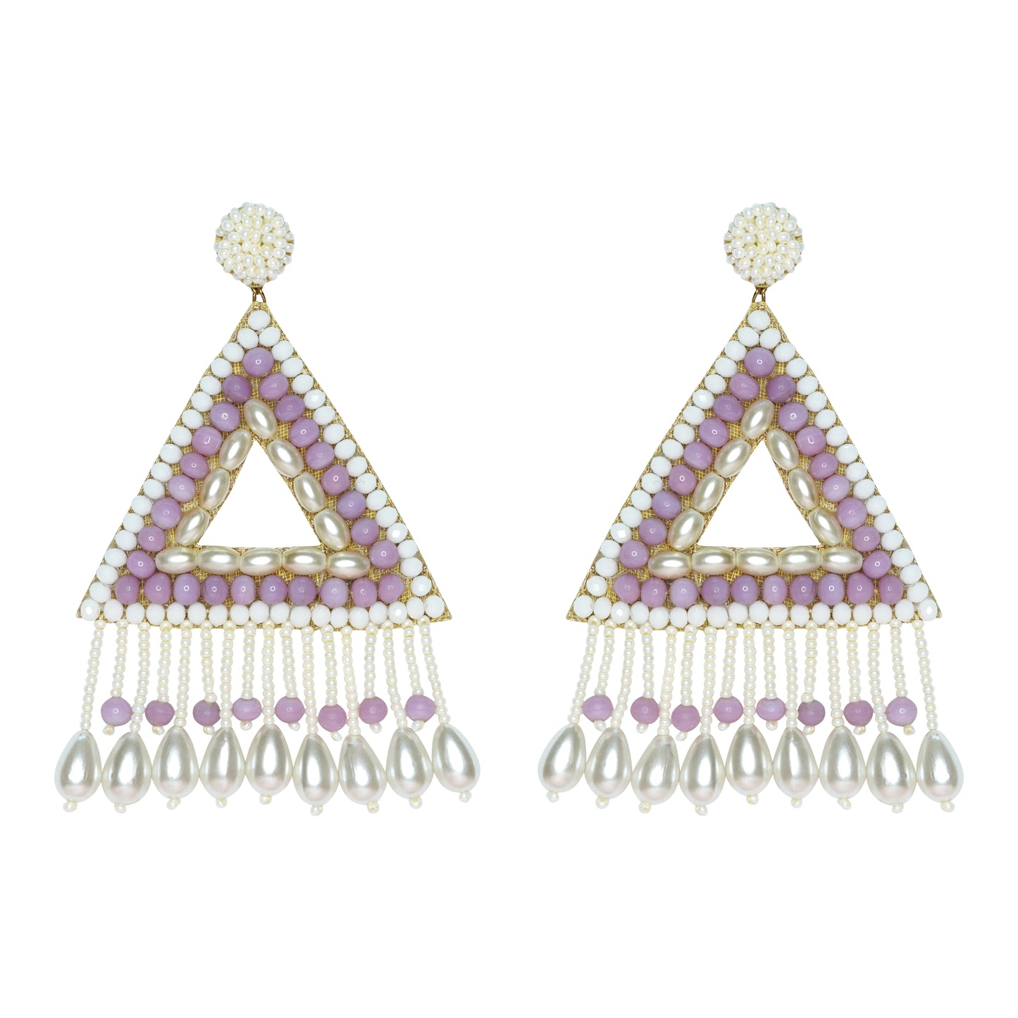 Lilac triangle drop earrings