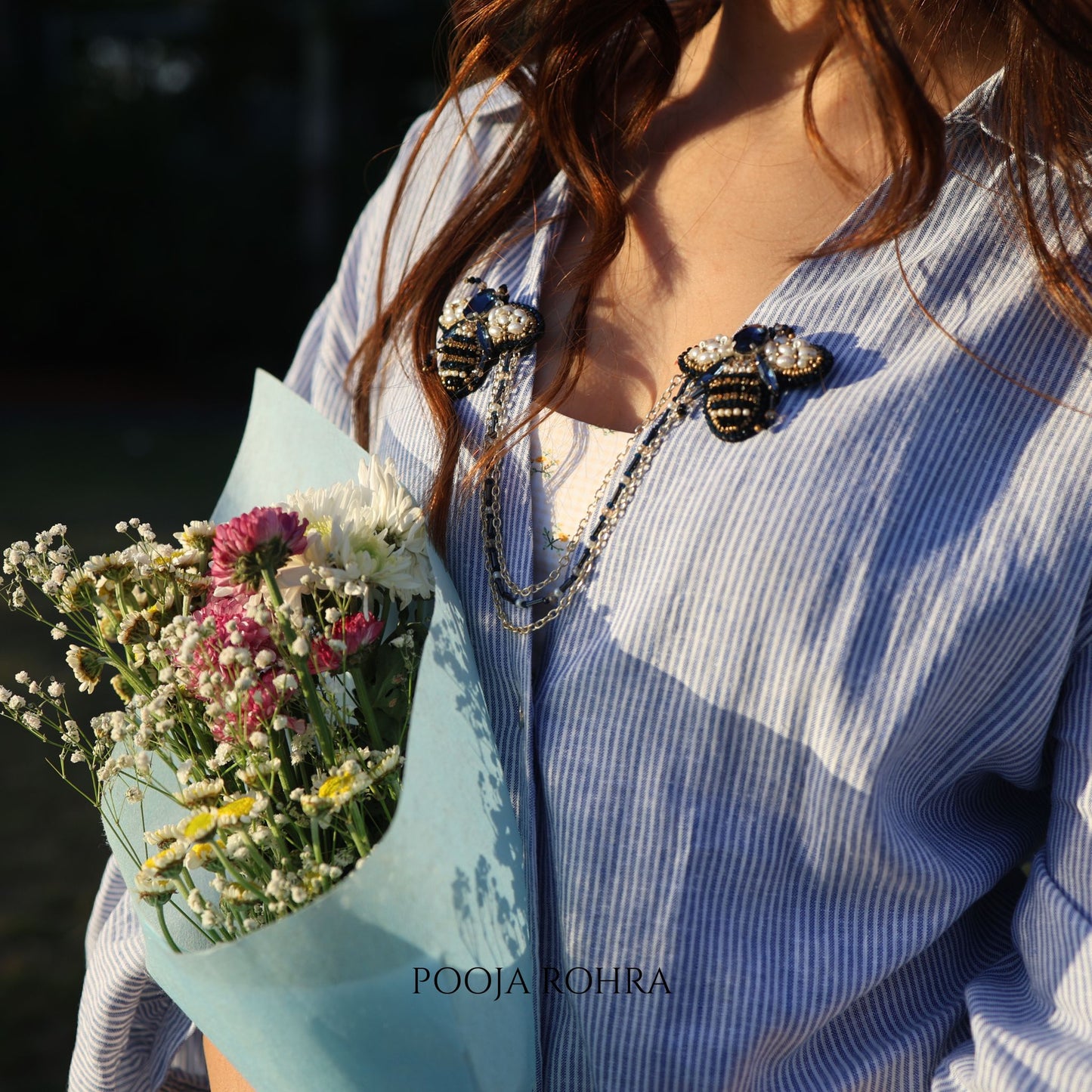The Royal Azure Bee Double Brooch